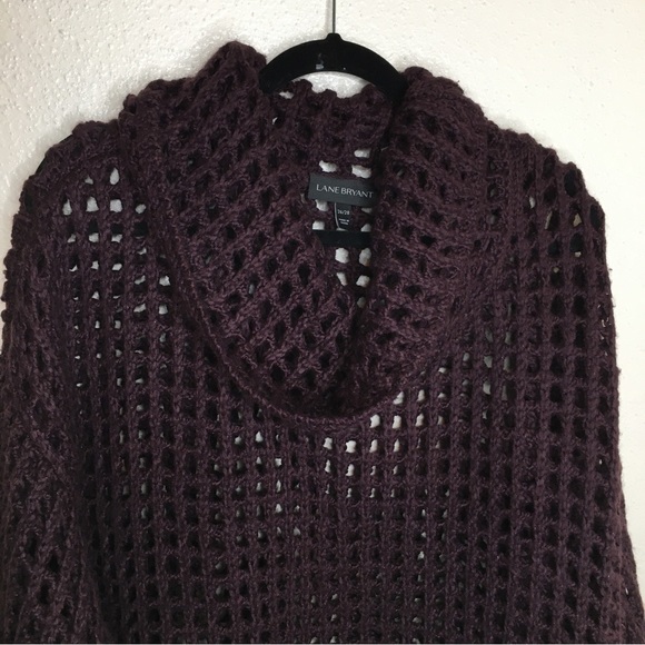 Lane Bryant Wool Blend Open Knit Funnel Turtle Neck Sweater 26/28 - Picture 2 of 4